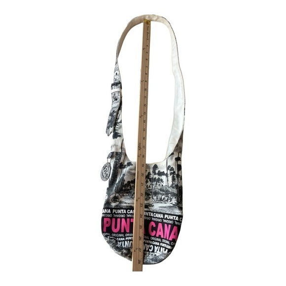 Punta Cana Souvenir Crossbody Bag – Black & White with Pink Lettering - Picture 4 of 5